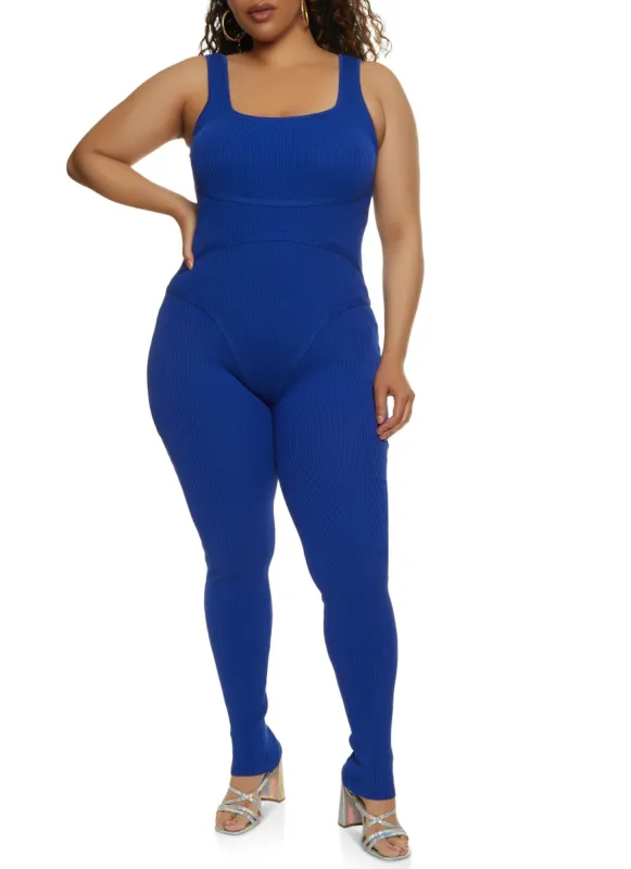 Plus Size Ribbed Knit Jumpsuit sold by Rainbow
