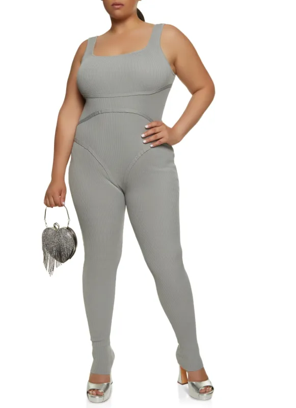 Plus Size Ribbed Knit Jumpsuit sold by Rainbow