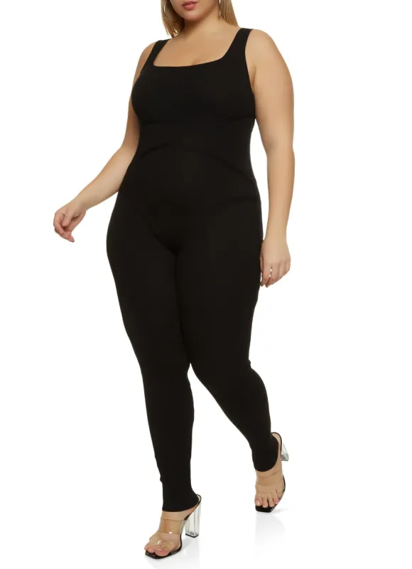 Plus Size Ribbed Knit Jumpsuit sold by Rainbow