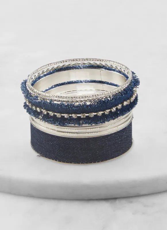 Set of 8 Assorted Denim Bangles sold by Rainbow