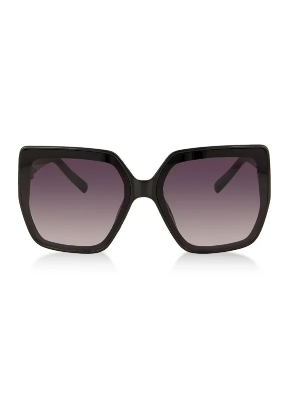 Ombre Rhinestone Detail Oversized Sunglasses sold by Rainbow