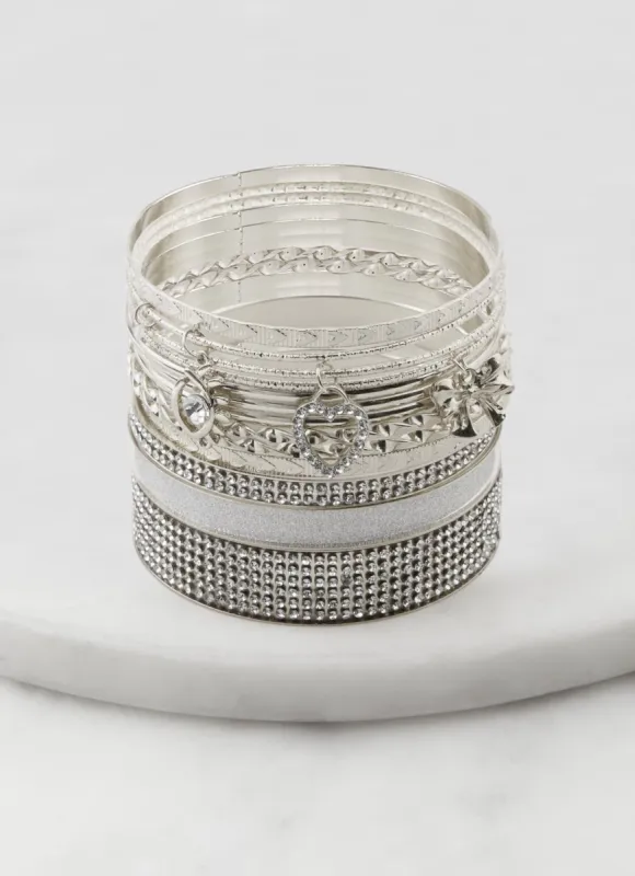 Cubic Zirconia Charm Bangles Set of 13 sold by Rainbow