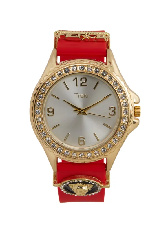 Fierce Charm Rhinestone Trim Watch sold by Rainbow