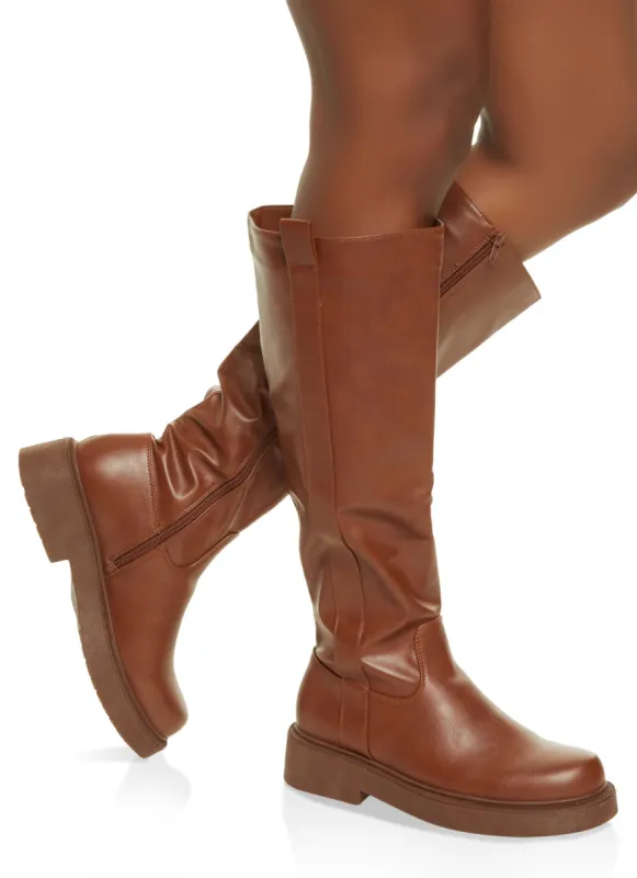 Faux Leather Zip Tall Boots sold by Rainbow
