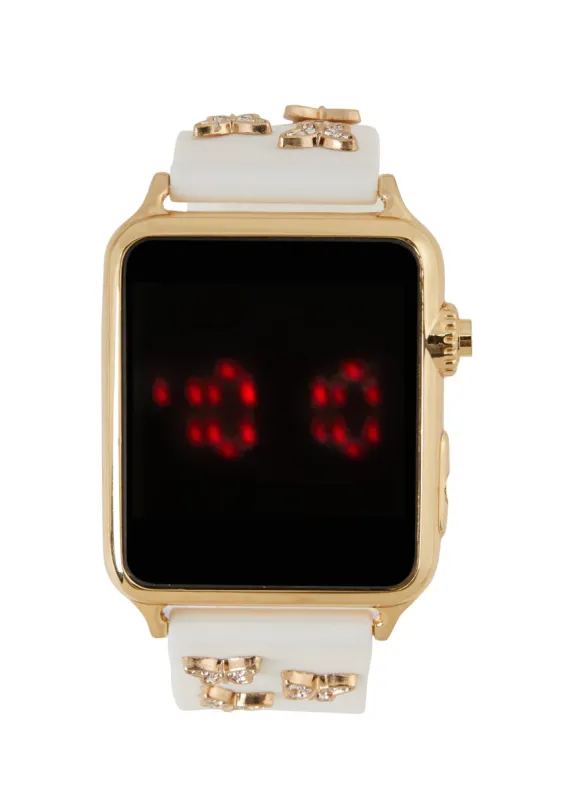 Rhinestone Butterfly Studded LED Watch sold by Rainbow