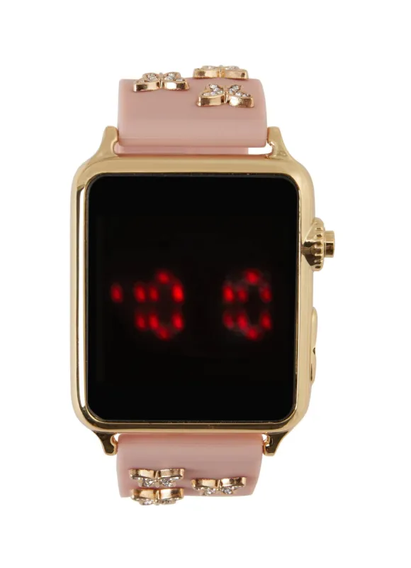 Rhinestone Butterfly Studded LED Watch sold by Rainbow