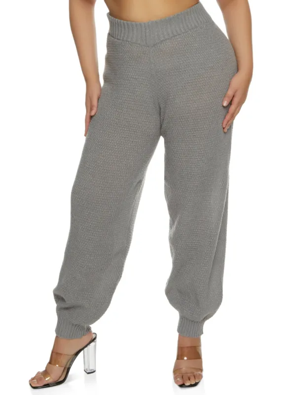 Plus Size Knit High Waist Joggers sold by Rainbow