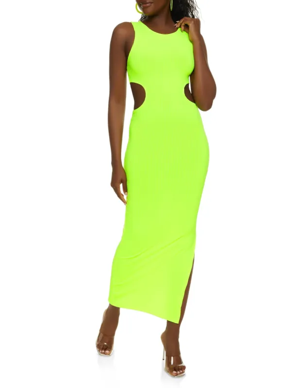 Rib Knit Cut Out Tank Dress sold by Rainbow