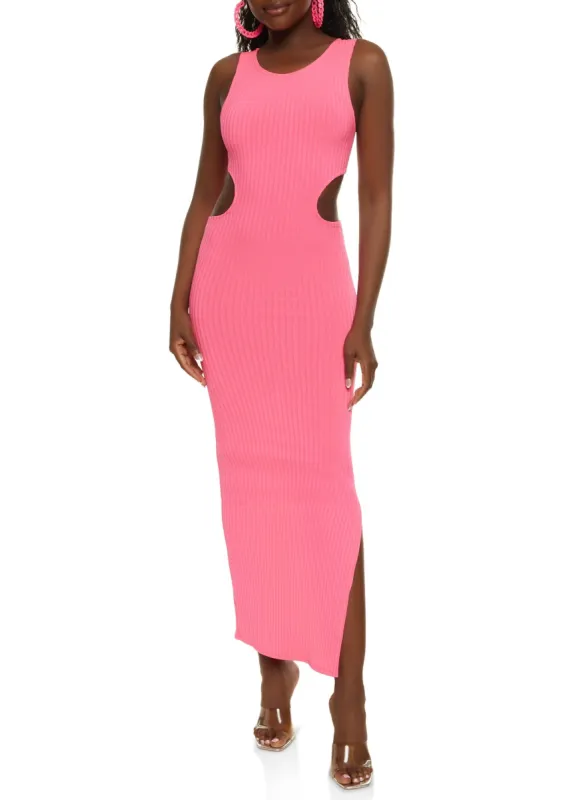 Rib Knit Cut Out Tank Dress sold by Rainbow