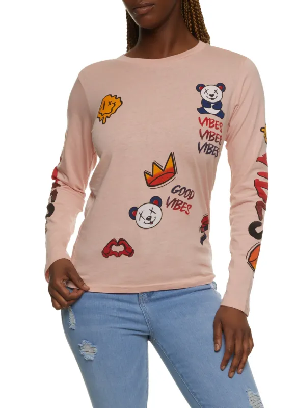 Good Vibes Graphic Long Sleeve Tee sold by Rainbow
