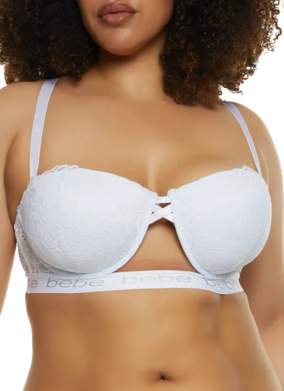 Plus Size Bebe Keyhole Balconette Bra | Convertible to Strapless made by Rainbow
