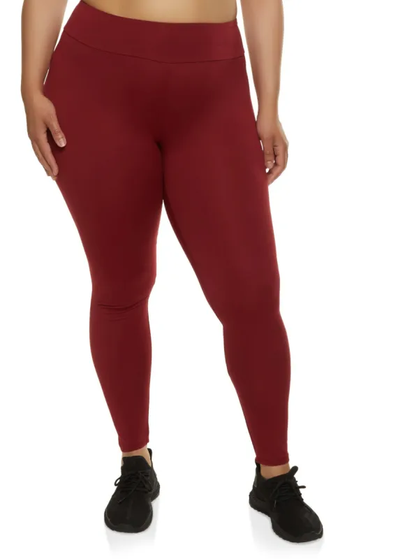Plus Size High Waist Wide Waistband Leggings sold by Rainbow
