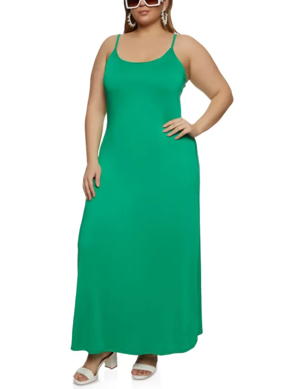Plus Size Scoop Neck Cami Maxi Dress sold by Rainbow