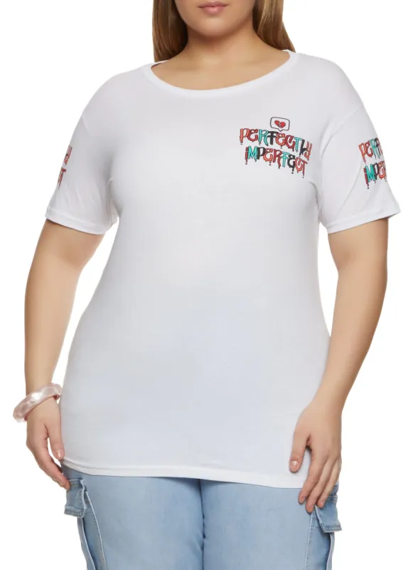Plus Size Perfectly Imperfect Bear Graphic Tee sold by Rainbow