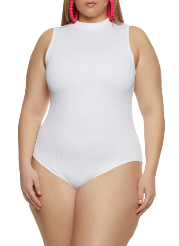 Plus Size Sleeveless High Neck Bodysuit sold by Rainbow
