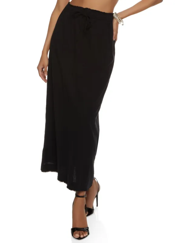 Frayed Hem Maxi Skirt sold by Rainbow