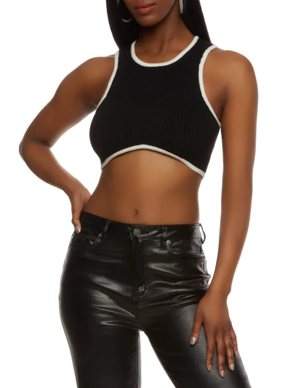 Contrast Trim Cropped Tank Top sold by Rainbow