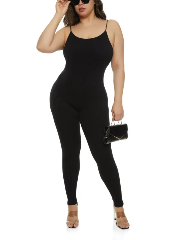 Plus Size Seamless Scoop Neck Cami Catsuit sold by Rainbow