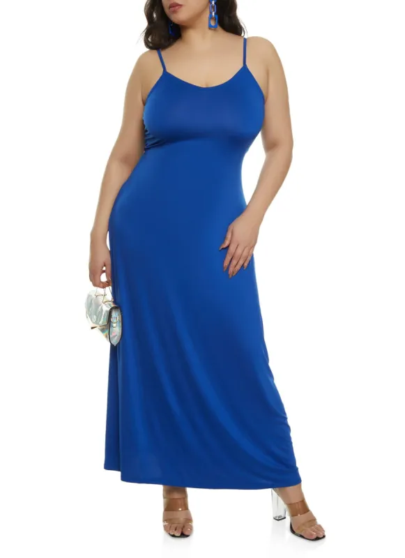 Plus Size V Neck Cami Maxi Dress sold by Rainbow