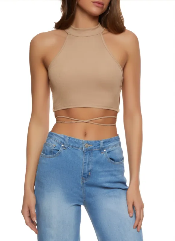 Tie Back Halter Crop Top sold by Rainbow
