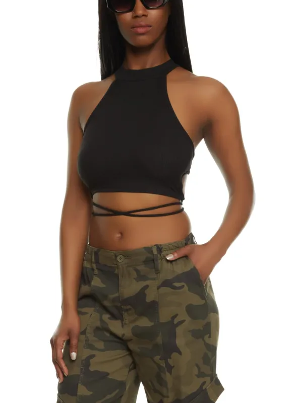 Tie Back Halter Crop Top sold by Rainbow