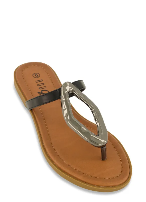 Cut Out Pendant Thong Slide Sandals sold by Rainbow