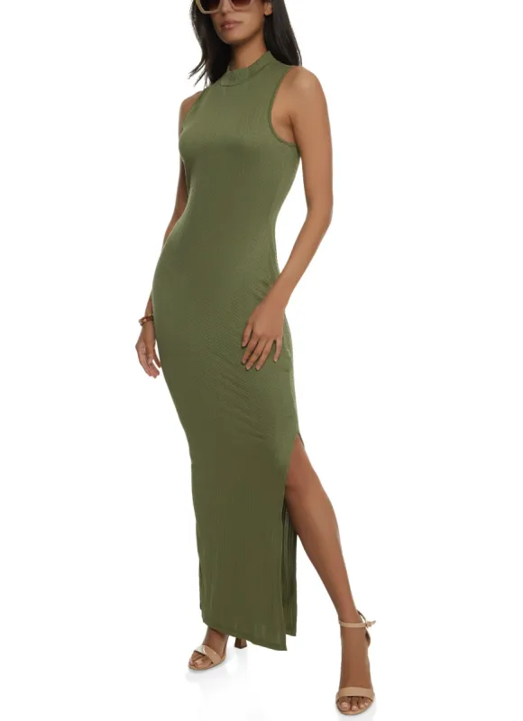 Textured Knit Mock Neck Maxi Dress sold by Rainbow