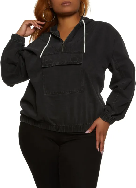 Plus Size Denim Pullover Sweatshirt sold by Rainbow