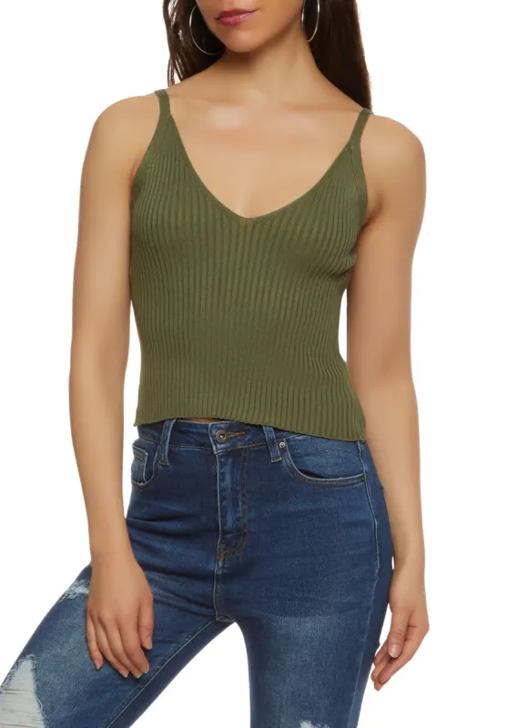 Ribbed Knit V Neck Cami sold by Rainbow
