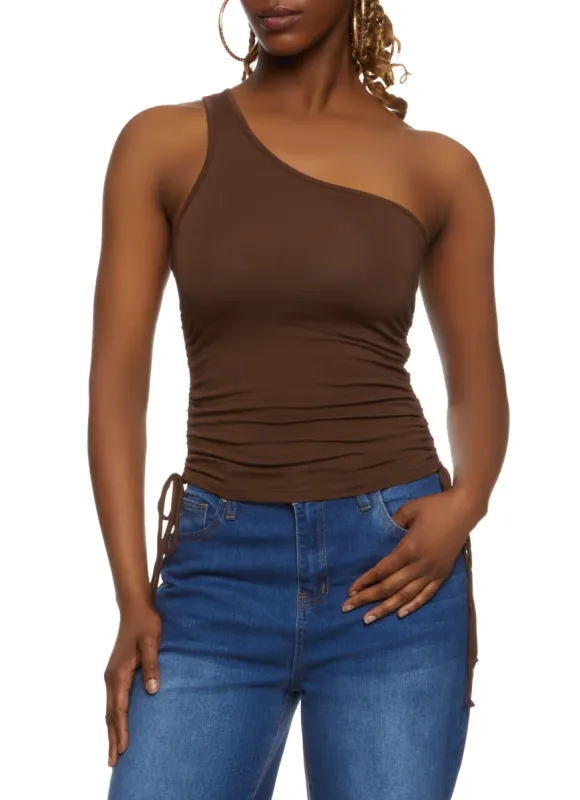 One Shoulder Ruched Tank Top sold by Rainbow