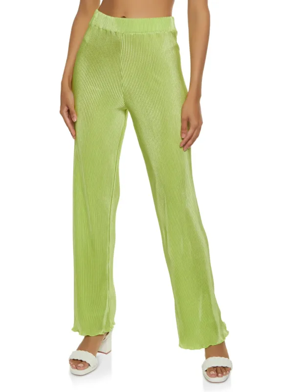 Plisse High Waist Wide Leg Pants sold by Rainbow