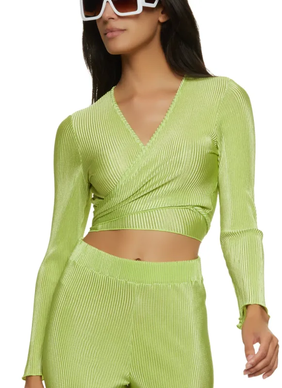 Plisse Cropped Wrap Top sold by Rainbow