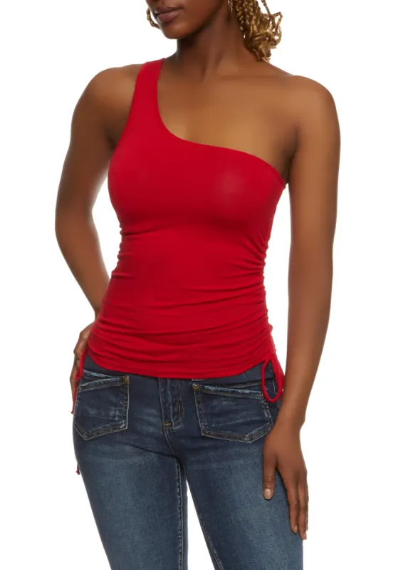 One Shoulder Ruched Tank Top sold by Rainbow