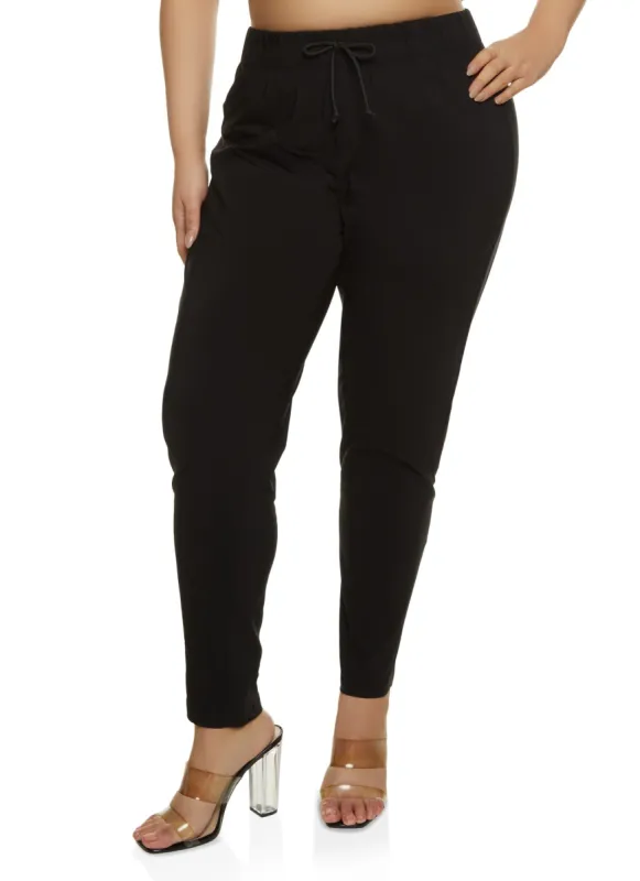Plus Size Faux Drawstring Pull On Pants sold by Rainbow