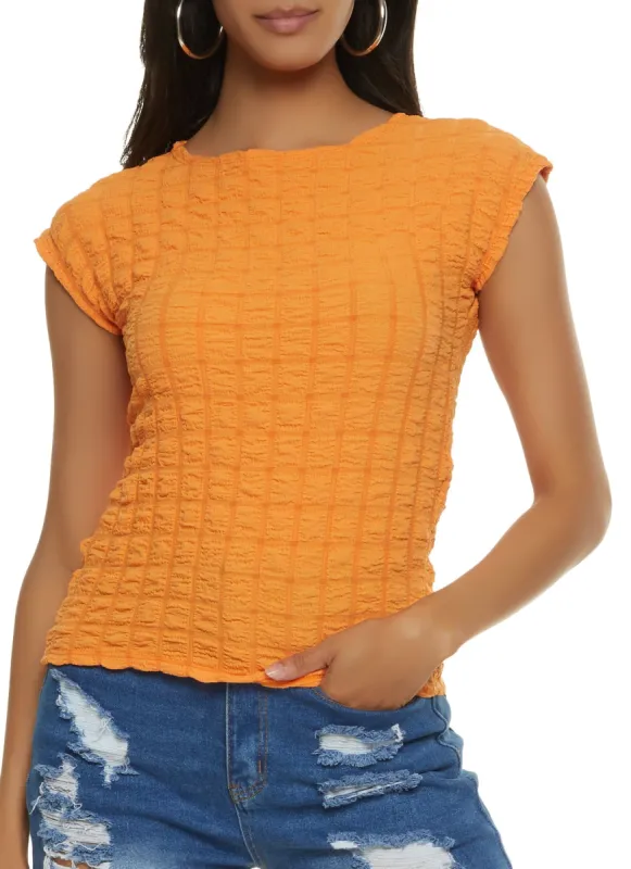 Bubble Knit Cap Sleeve Top sold by Rainbow