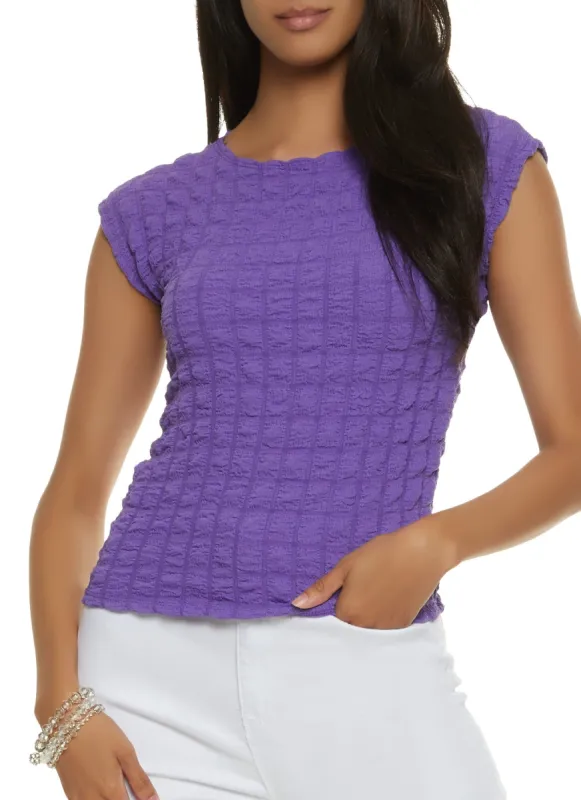 Bubble Knit Cap Sleeve Top sold by Rainbow