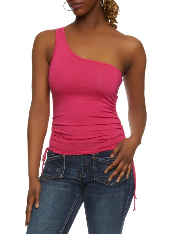One Shoulder Ruched Tank Top sold by Rainbow