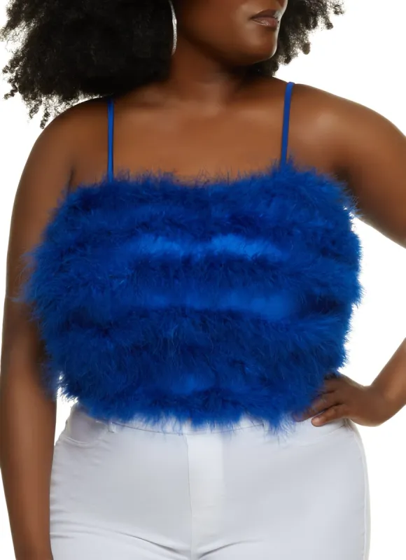 Plus Size Feather Cropped Cami sold by Rainbow