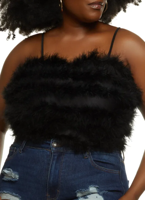 Plus Size Feather Cropped Cami sold by Rainbow