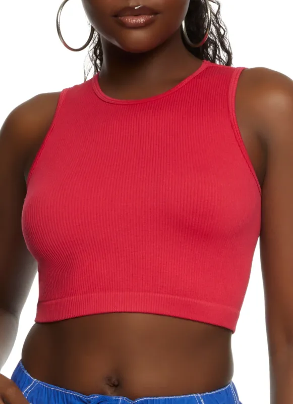 Seamless Ribbed Knit Cropped Tank Top sold by Rainbow