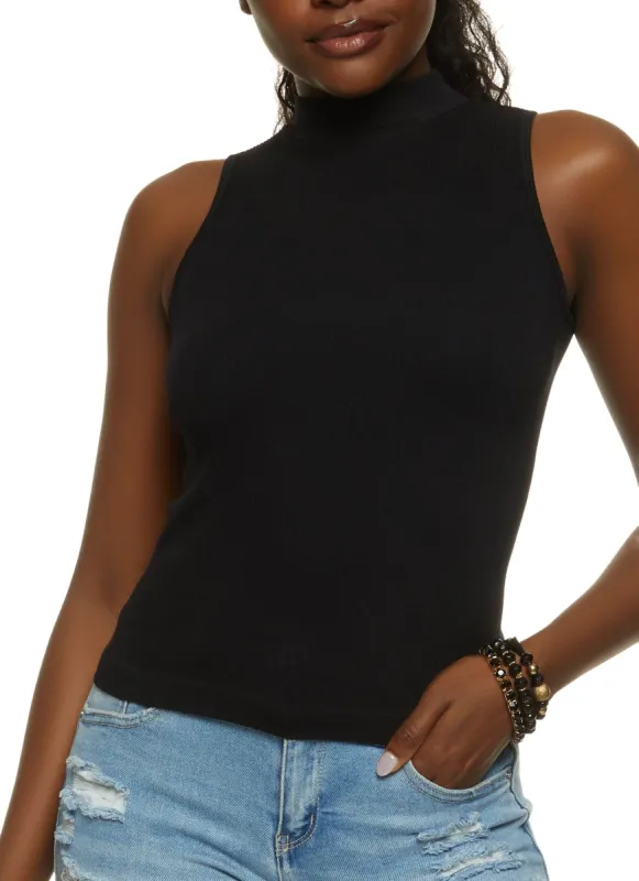 Seamless Ribbed Mock Neck Tank Top sold by Rainbow