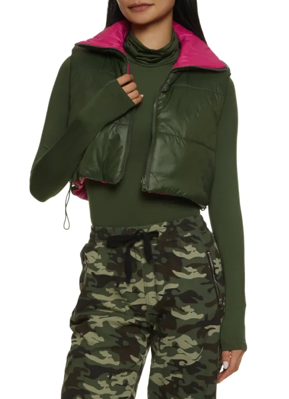 Drawstring Hem Cropped Puffer Vest sold by Rainbow