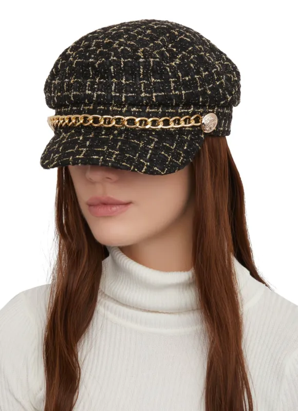 Faux Hair Plaid Tweed Cabbie Hat sold by Rainbow