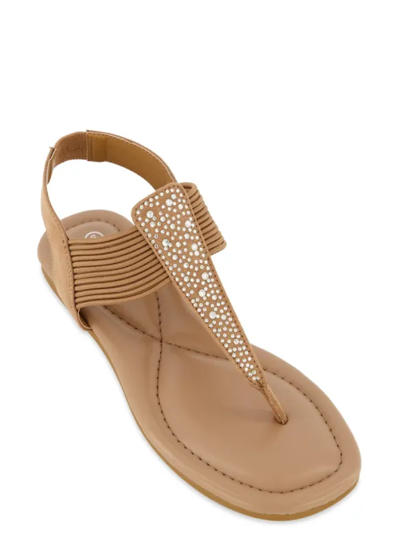 Elastic Band Rhinestone Thong Sandals sold by Rainbow