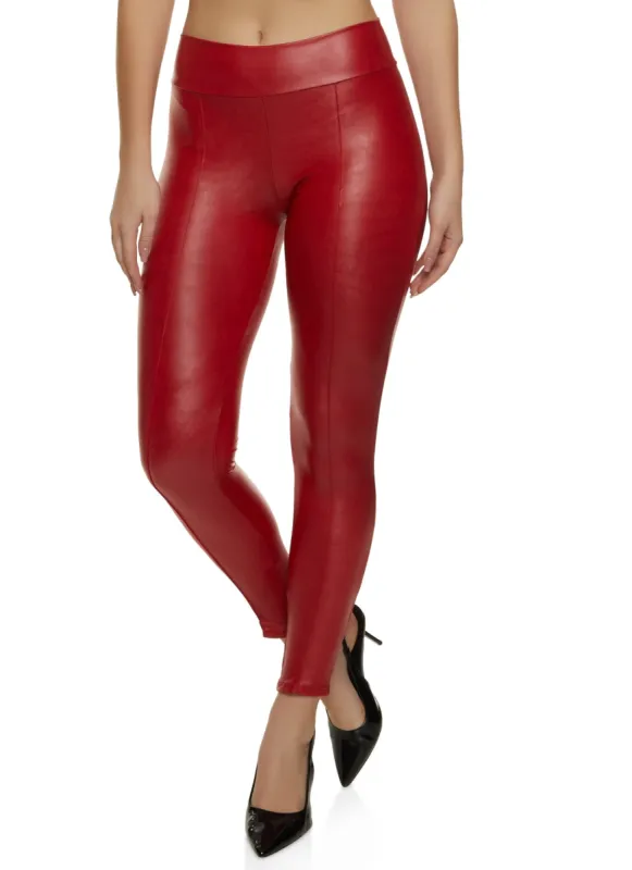 Faux Leather Pintuck Pull On Pants sold by Rainbow