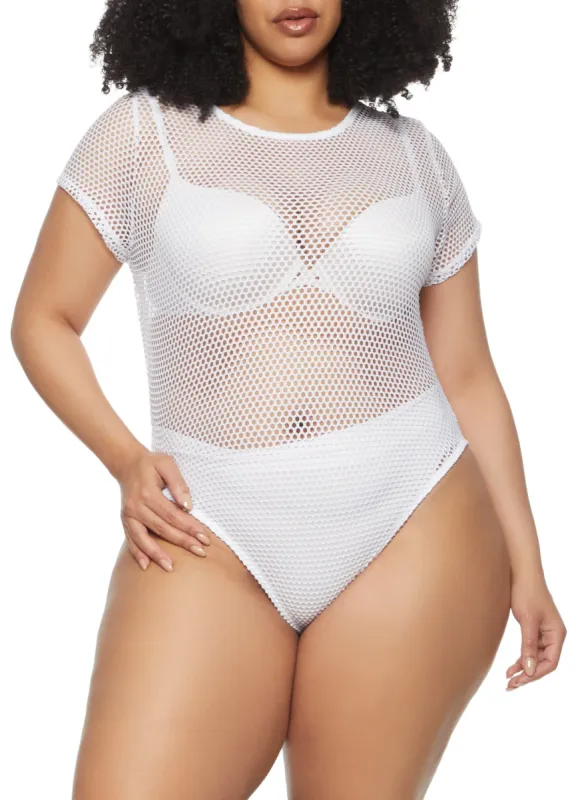 Plus Size Fishnet Bodysuit sold by Rainbow