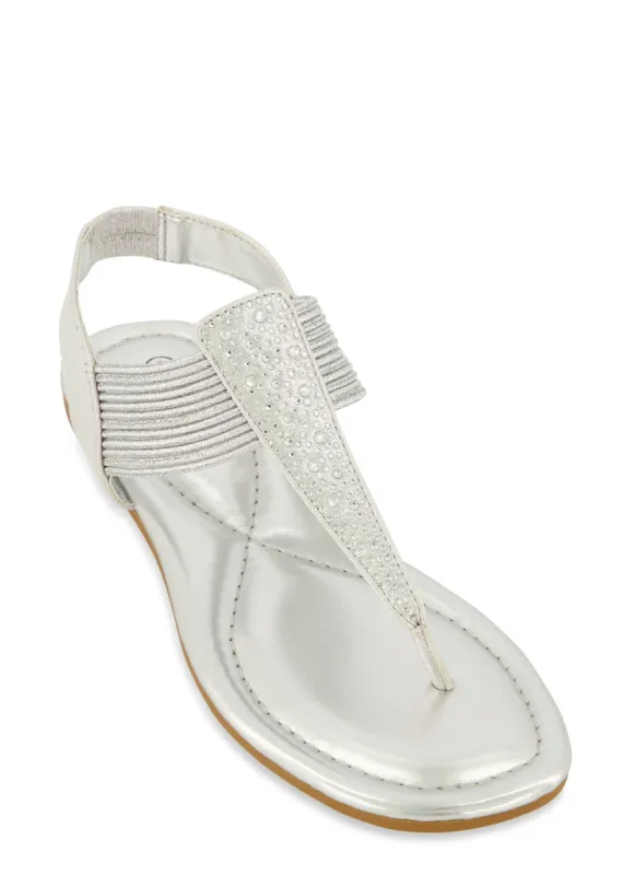 Elastic Band Rhinestone Thong Sandals sold by Rainbow