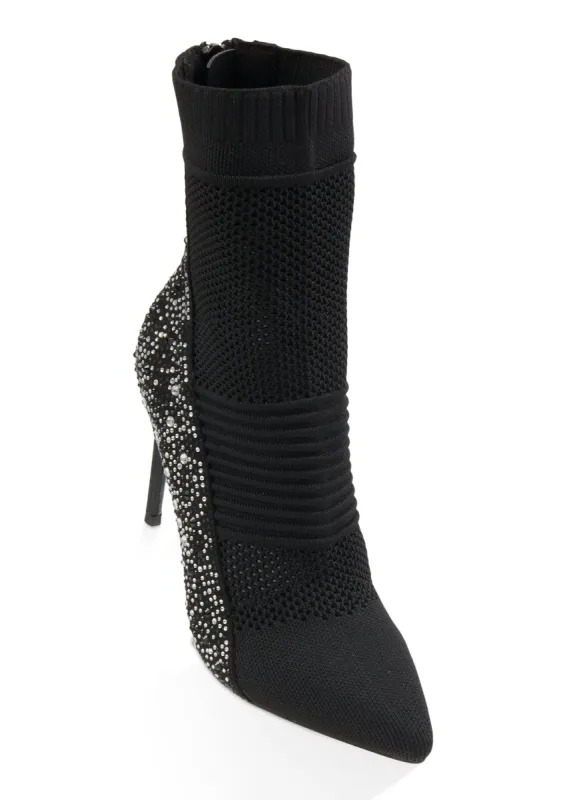 Rhinestone Studded Stiletto Booties sold by Rainbow