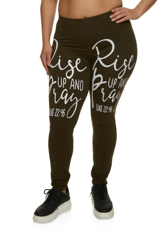 Plus Size Rise Up and Pray Graphic Leggings sold by Rainbow