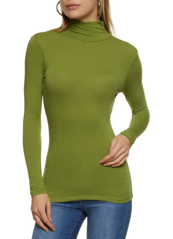Solid Long Sleeve Turtleneck Top sold by Rainbow